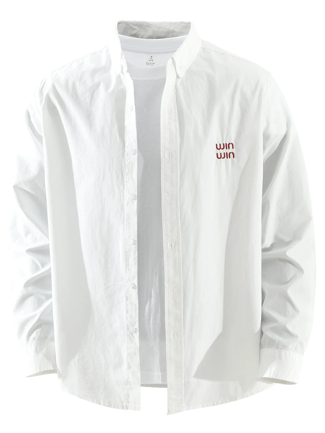 

Trendy Embroidered Long Sve Cotton irt Men's Casual Loose Collarl Top Artistic Sle Daily Wear Comfortable Fit M