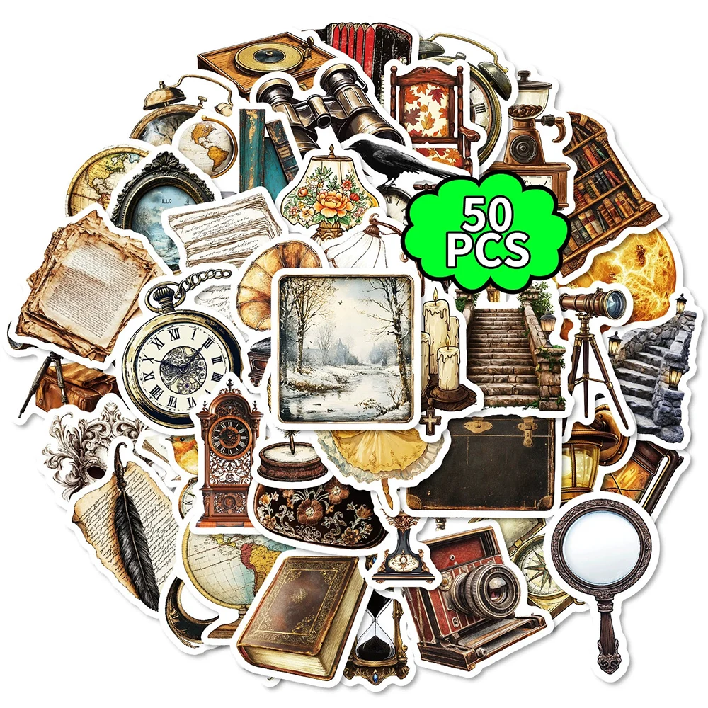 

10/30/50PCSS INS Retro Aesthetic Stickers Vintage Decoration Decals Graffiti Laptop Phone Bike Waterproof Aesthetic Decals Kids