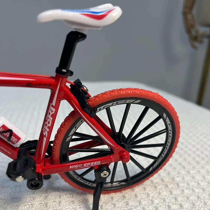 1:8 Mini Model Alloy Bicycle Diecast 19cm Metal Finger Adult Red Mini Bike Simulation Collection Gifts Toys 14+