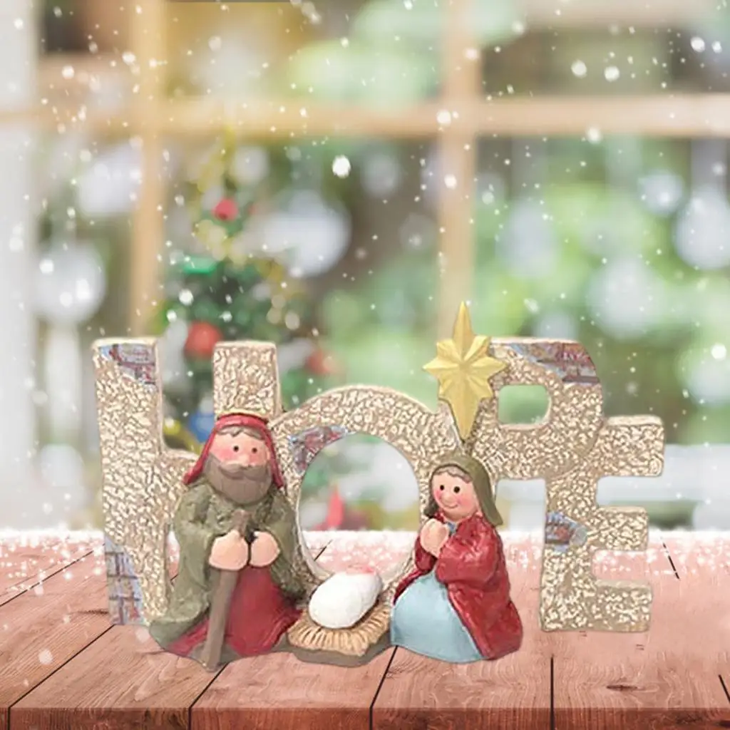 Resin Nativity Birth of Jesus Christ Figurine Christmas Sculpture Nativity Scene Statue for Indoor Outdoor Church Decoration