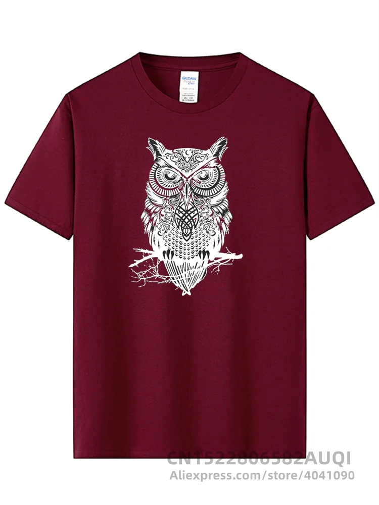 Men\'s T-shirt 100% Cotton Casual T-shirt Owl Print Summer Loose O-neck Funny T Shirt for Men Short Sleeve T-shirt Male Top