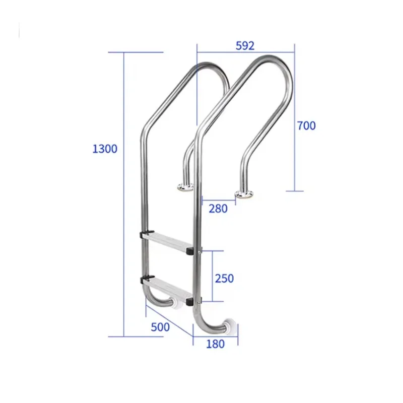 Stainless steel 2-pedal non-slip swimming pool ladder can be customized