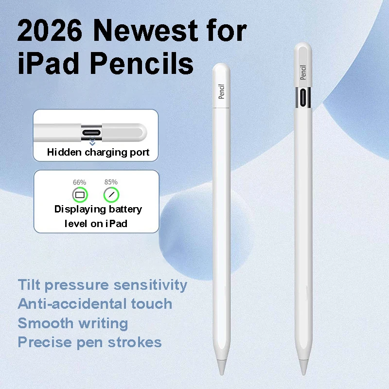 

For Apple Pencil for iPad Air 6 2024 Air5 4 iPad Pro 11 12.9 Hidden Charging Port Battery Display Tilt Pressure Palm Rejection