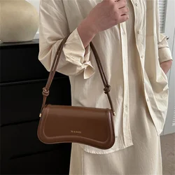 Ladies Shoulder Crossbody Bags PU Leather Women Underarm Bags Solid Color Small Top-handle Bags Purse Female Daily Handbags