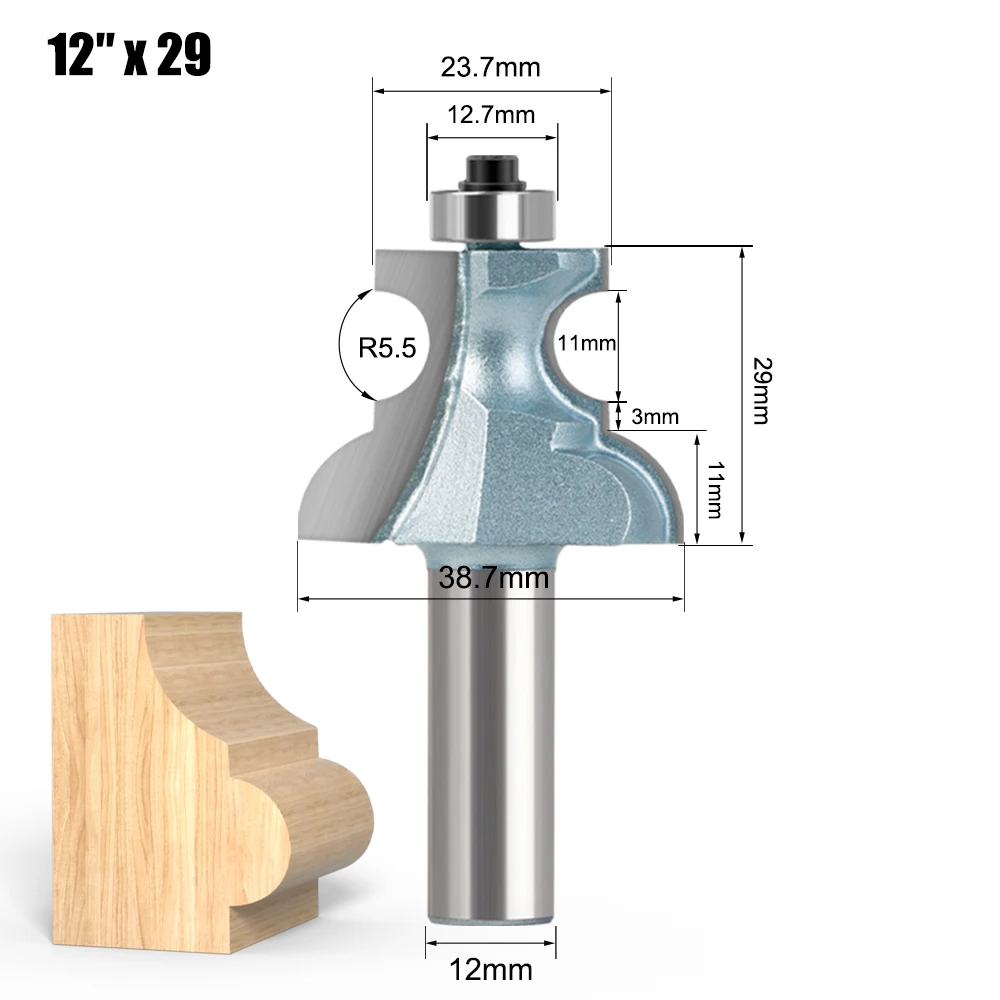 1PC 12mm 1/2′′ Shank Router Bits Edge Moulding Bit Woodworking Tools Line Tool Tungsten Steel Blade