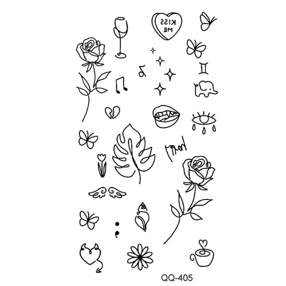 مقاوم للماء المؤقتة الوشم ملصق أسود مرسومة باليد القلب إصبع فلاش الكاحل الوشم المعصم الوشم تصميم الفن وهمية جسم الإناث Y0A3