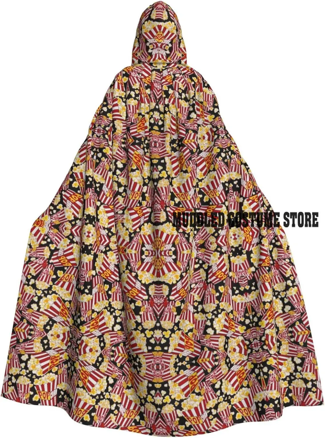 Unisex robes capes Adult Popcorn Print Print Hooded Cloak for Cosplay Halloween Carnival Costumes