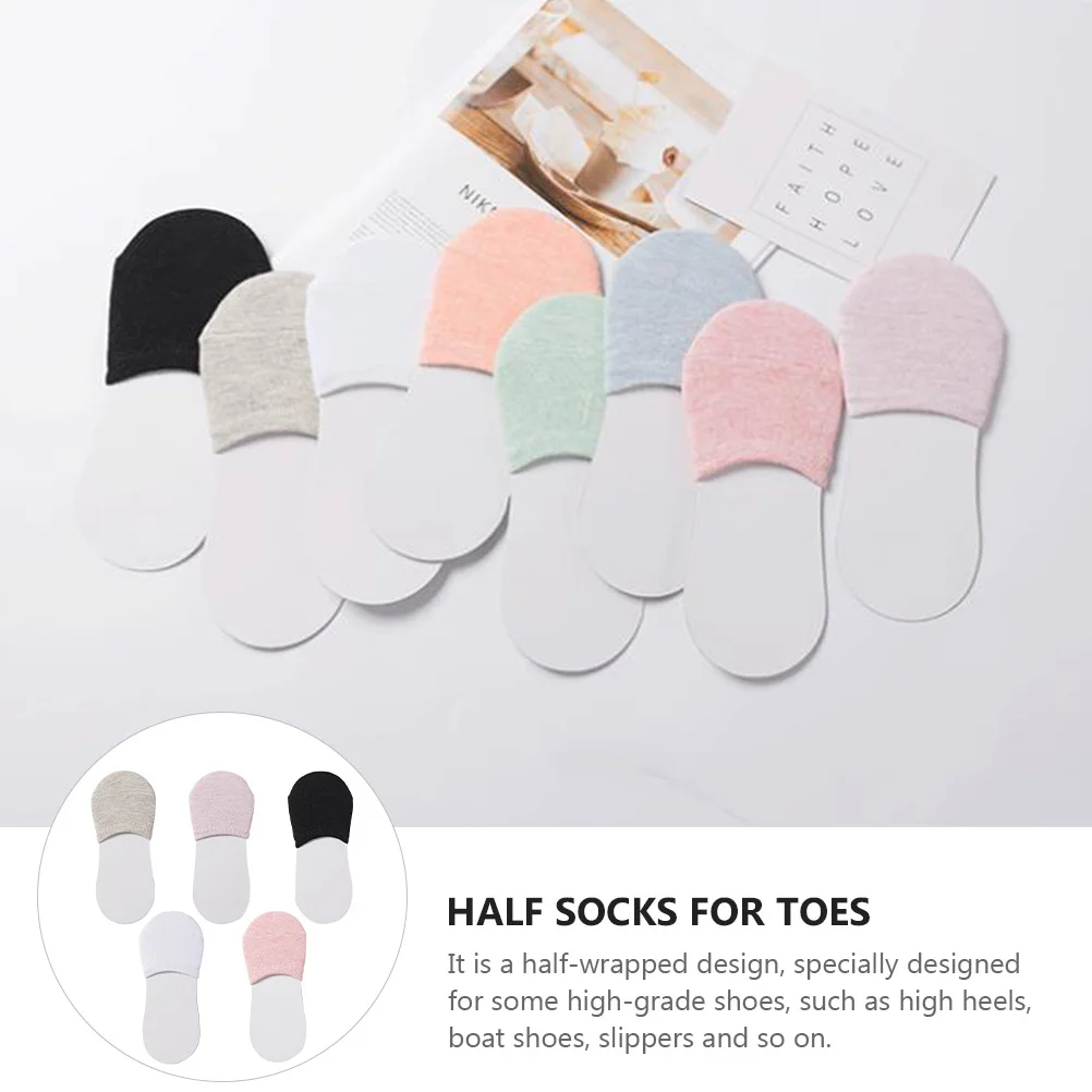 

Skidproof Half Round Head Cotton Socks Assorted Colors Soft Invisible Non-Slip Half Socks for Forefoot Toes Summer Shoes