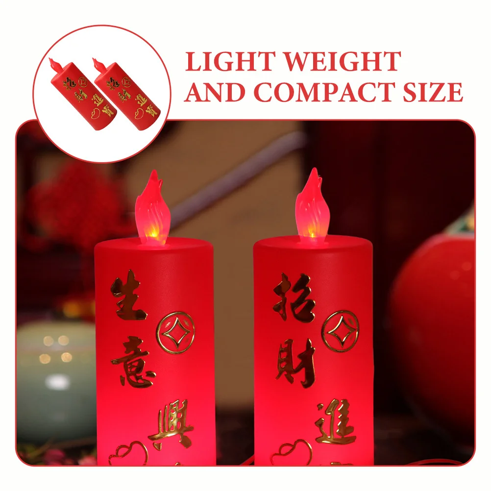 

1Pair Chinese Traditional LED Light Flameless Electric Candles Safe Operated Buddhist Supply Room Decor