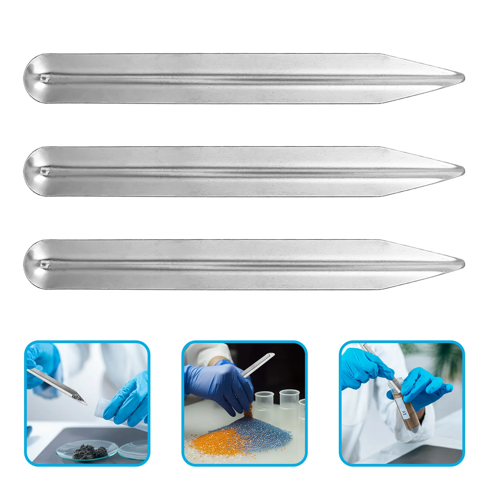 

3Pcs Lab Scoop Spatula Stainless Steel Dual-End Scoop Powder Mixing Transfer Tool Ergonomic Design for Classroom Laboratory