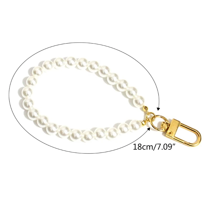 Bracelet de téléphone élégant avec perles pour femmes, chaîne de poignet, porte-clés, clés de voiture, pendentif, à la mode