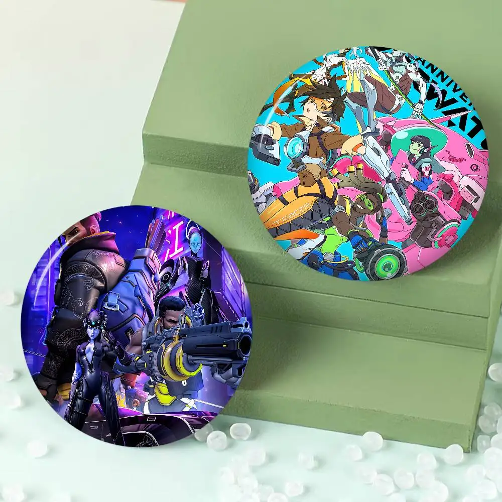 hot classic game O-OverwatchS 58mm Cute Anime Figure Icon Badge Handmade Tinplate Brooch for Backpack Clothes Chest Ornament