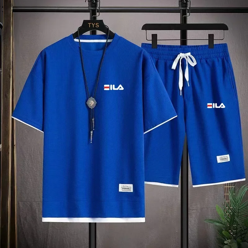 

Мужской комплект из 2 предметов, футболка и шорты, спортивный костюм для бега, лето 2024