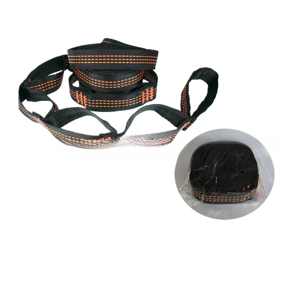 أشرطة أرجوحة مع 5 حلقات / 14 حلقة، تصميم عقدة شديدة التحمل، أشرطة بوليستر معززة للأماكن الخارجية باللون الأسود