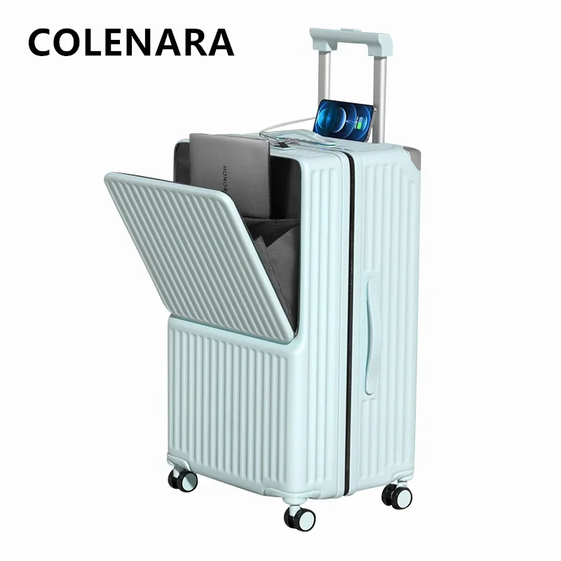 COLENARA Rolling Luggage Front Opening Trolley Case Large Capacity Women\'s Travel Bag 24\