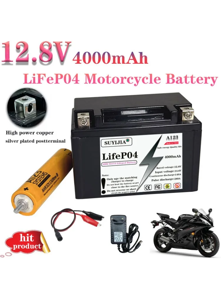 AliExpress SUYIJIA LiFePO4 Motorcycle Battery 4S1P 12.8V 4Ah CCA 280A Starter BMS Motorcycle Electric Scooter Deep Cycle Lithium Battery