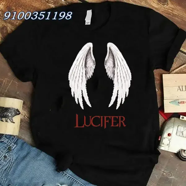 High Quality Devil Lucifer Letter Printed Tshirt Female Ladies Short Sleeve Loose Women T-shirt Harajuku Clothes Black Y2k Tops