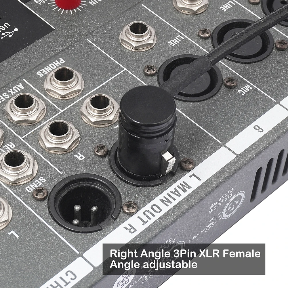 Male To Male/Female To Female Compact XLR Microphone Solder Adapter with Wrench 3 Pin 90 Degree Right Angle for Microphone Mixer