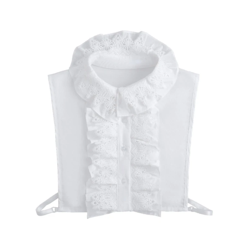 HX6F Decorative Collar False ColIar Insert With Ruffle Lace Flower Design For Women