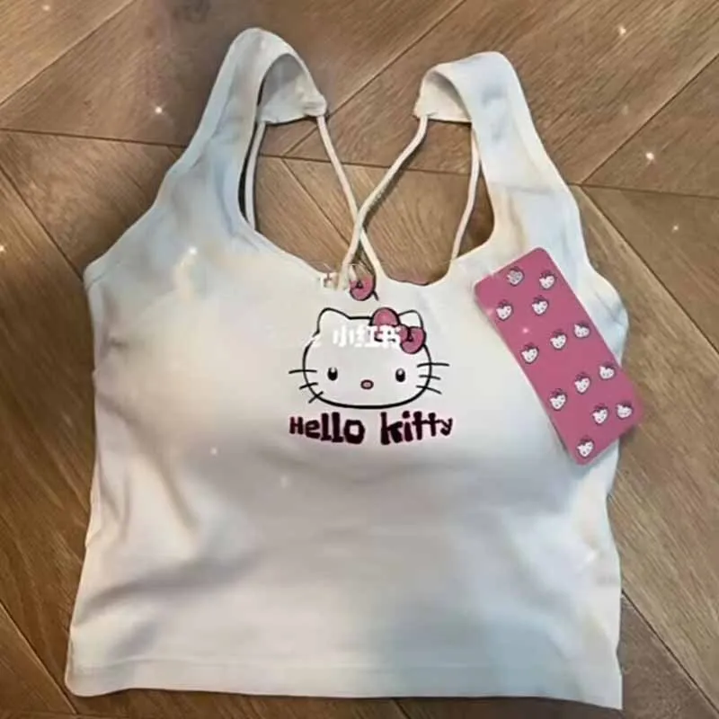 Miniso Hellokitty Strap Extension Versatile Cross Back Strap Vest Women'S Chest Cushion Top Anime Accessories