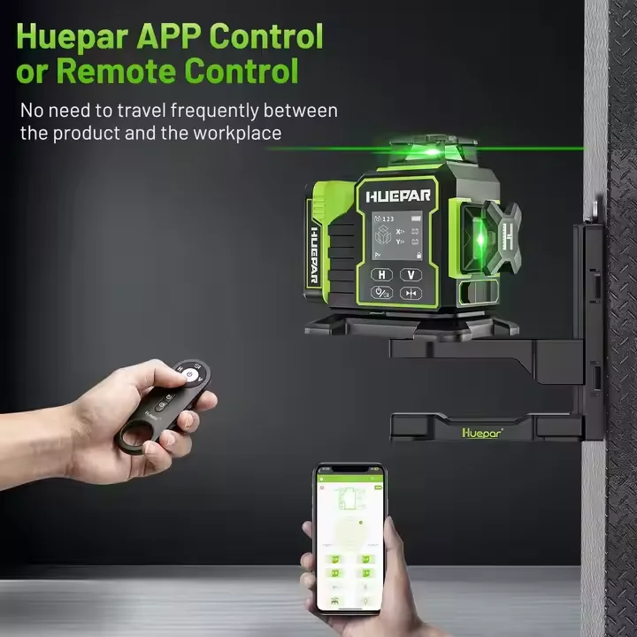 2026 Huepar  W03CG 3D 3x360 Indoor&Outdoor Pulse Mode 3D Green Beam Laser Cross Laser Level 12 Lines