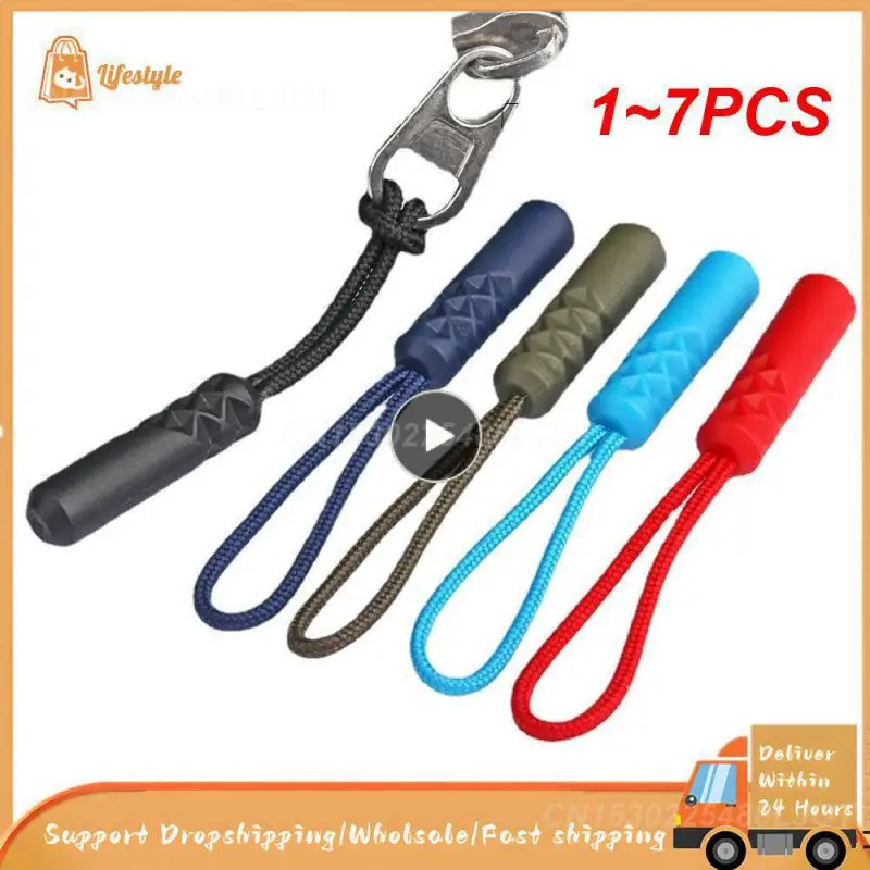 1~7PCS set 10 Color Zippers Pull Puller End Fit Rope Tag Replacement Clip Broken Buckle Fixer Suitcase Tent Backpack Zipper Cord