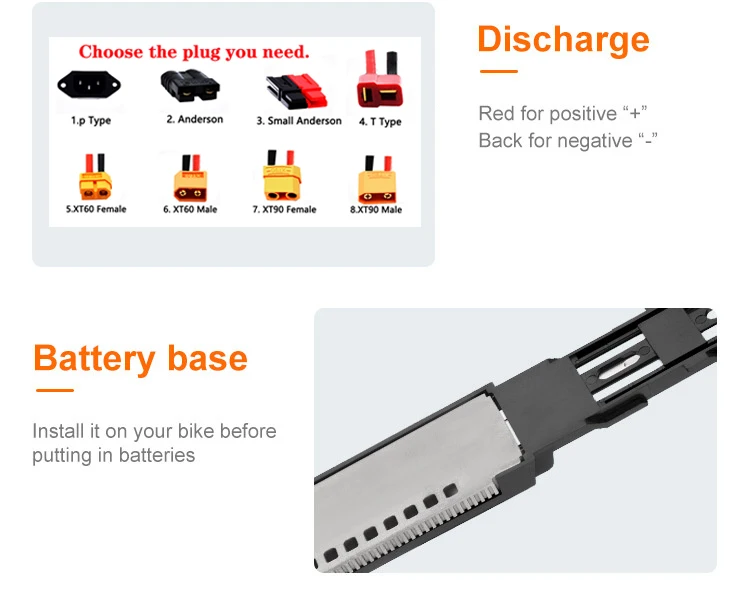 LiitoKala 36V 48V 52V 10AH 12AH 15AH 20AH Hailong ebike Battery 30A BMS 350W 500W 750W 1000W 18650 Cell and 3A charger