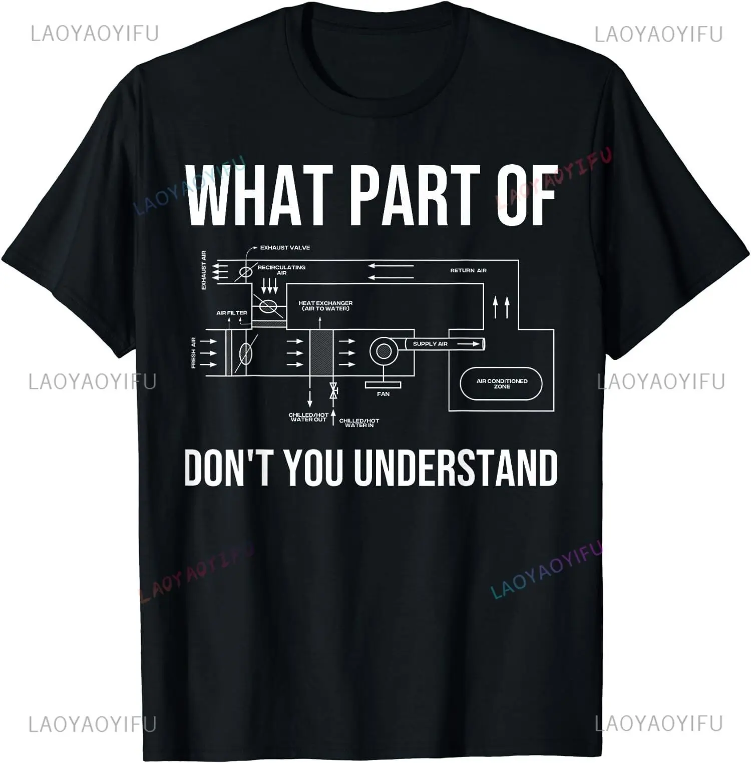 Funny HVAC What Part of Don\'t You Understand Design HVAC Installer Engineers Gift Printed Tee High Quality Cotton Man T-Shirt