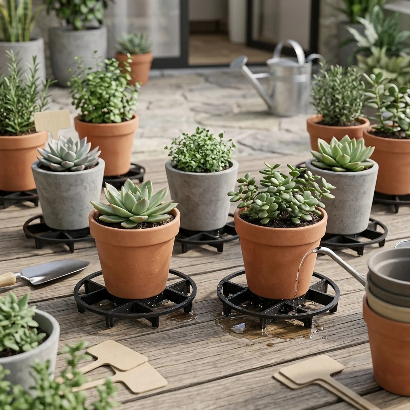 Color black Flower Pot Drainage Pad Highly Reusable for root Prevention Ample Air Circulation Effective Drainage