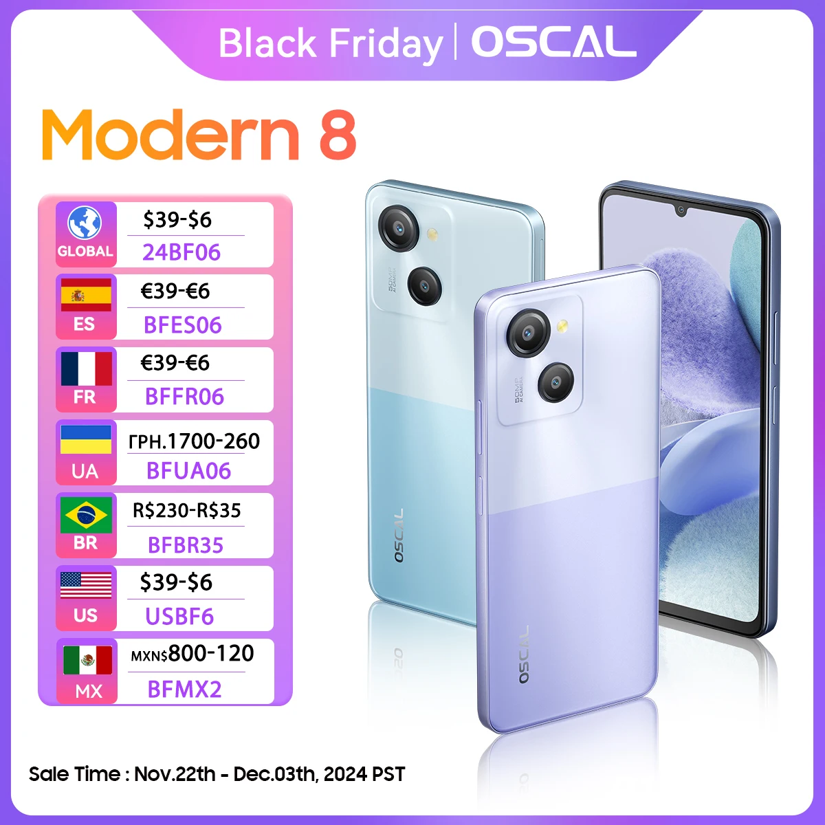 OSCAL MODERN 8 Smartphone 6.75inch Display 90Hz 128GB/256GB 50MP Rear Camera Mobile Phone 6000mAh Battery 18W Fast Charging GPS