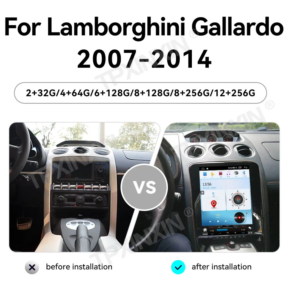 8 cores 12.1 Inch Multimedia Android 14 For Lamborghini Gallardo Huracan 2004 2005 2006 2007 2008 2009 2010 2011-2015 Head Unit