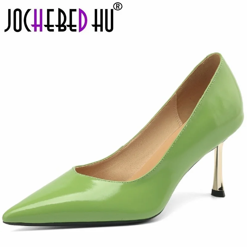 

Женские туфли-лодочки на шпильке, из натуральной кожи, с острым носком и металлическим каблуком, Размеры 33-43