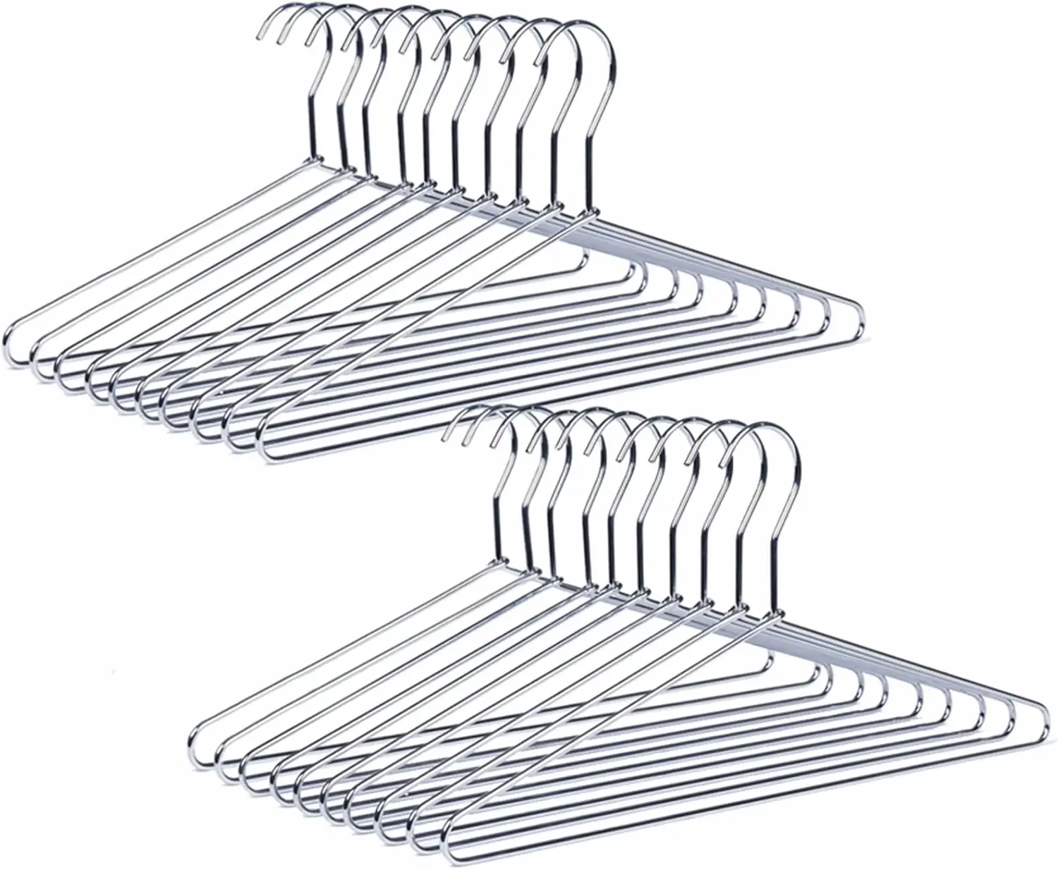 20 Pack Heavy Duty Metal Coat Hangers, Chrome, Space Saving, Rust Proof