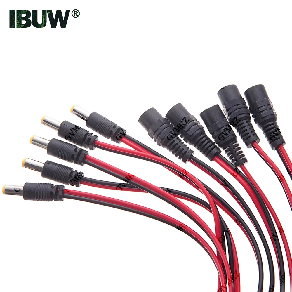 5 Stück 12-V-Stecker, DC-Stromversorgung, 5,5 x 2,1 mm, 5,5 x 2,1 Stecker, Buchse, Kabel, DC-Adapter, Kabelstecker, Anschluss für CCTV-Kamera, DC-Stecker, 5,5 x 2,1