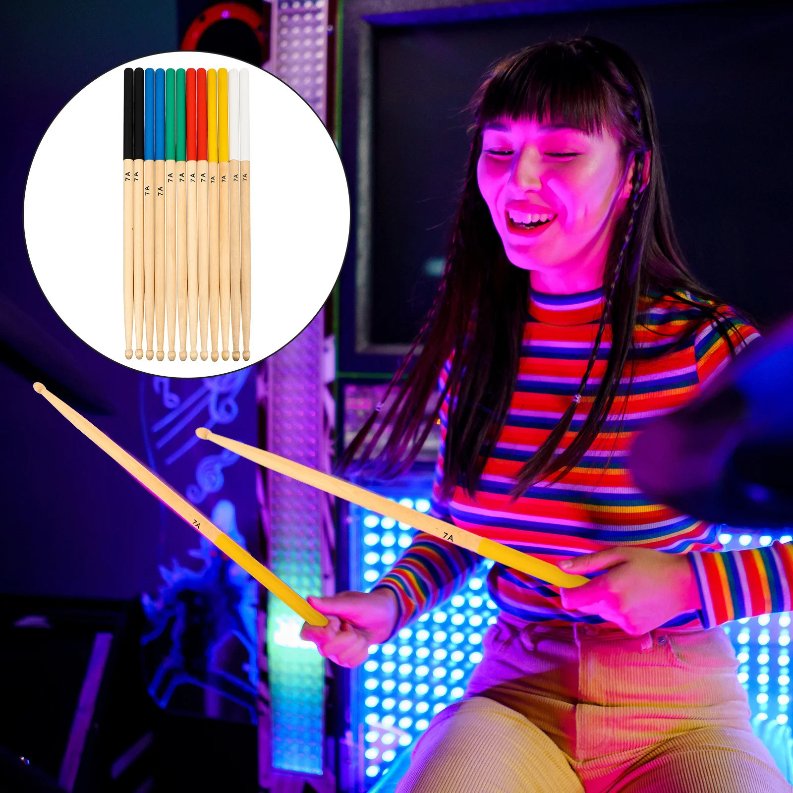 

Anti-Slip Drumsticks Wooden Light Percussion Sticks For Kids Adults Beginners Practice Music Performance Instrument