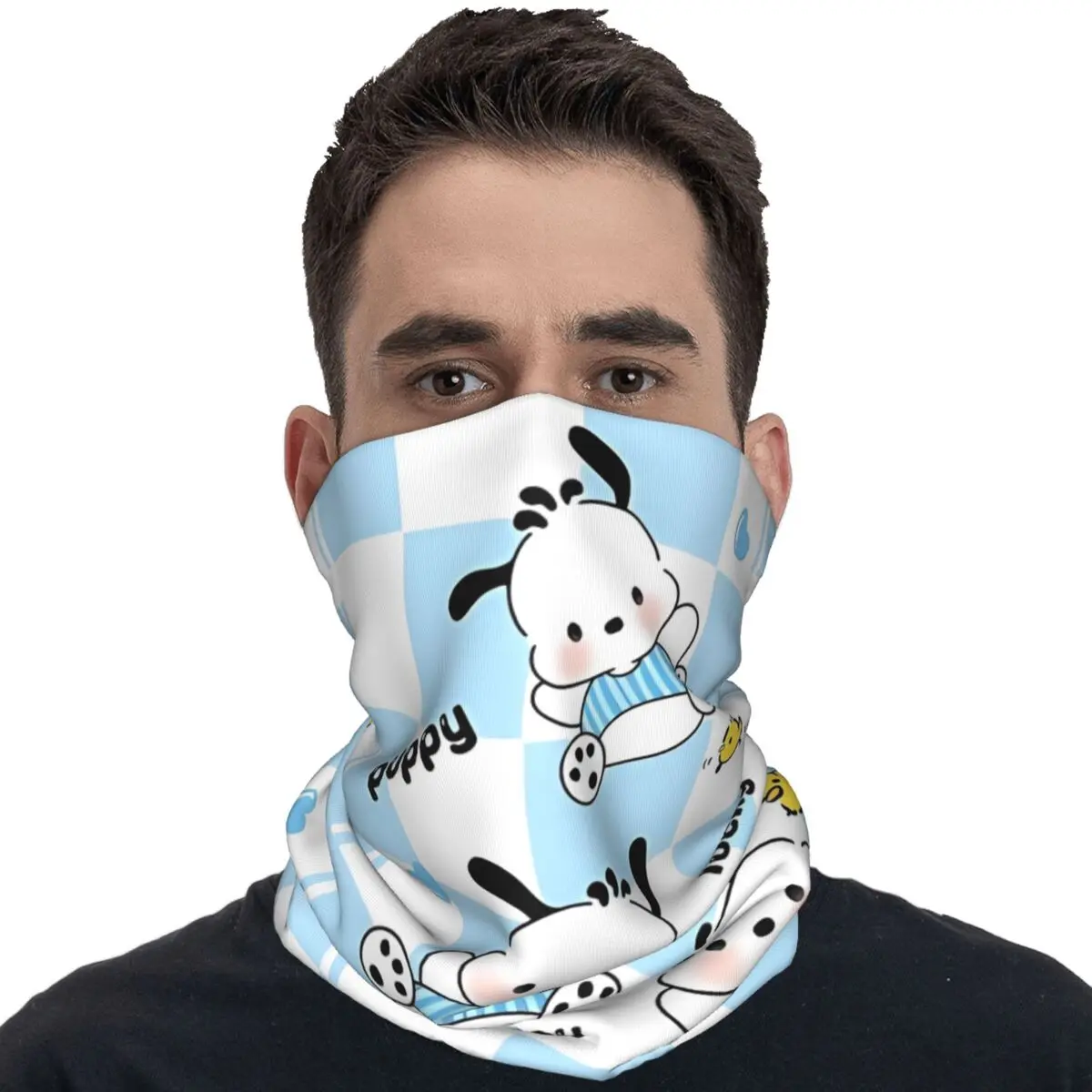 Pochacco-Masque de cyclisme doux et chaud, écharpe de protection solaire, bandana bleu, couvre-visage punk, course à pied et voyage, mode