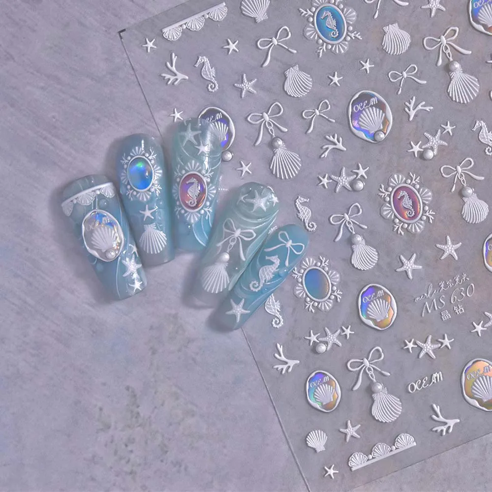 Conch Star Ocean Nail Stickers Starfish Sea Jellyfish Ocean Nail Decals Nail Supplies Nail Accessories Ocean Nail Decorations