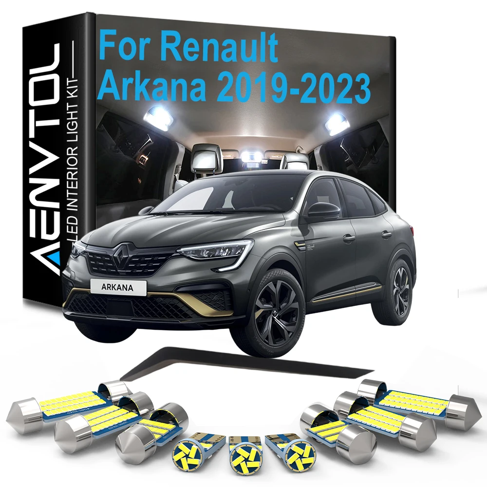 8Pcs Car LED Bulb For Renault Arkana 2019 2020 2021 2022 2023 LED Interior Dome Map Reading Trunk Light Accessories