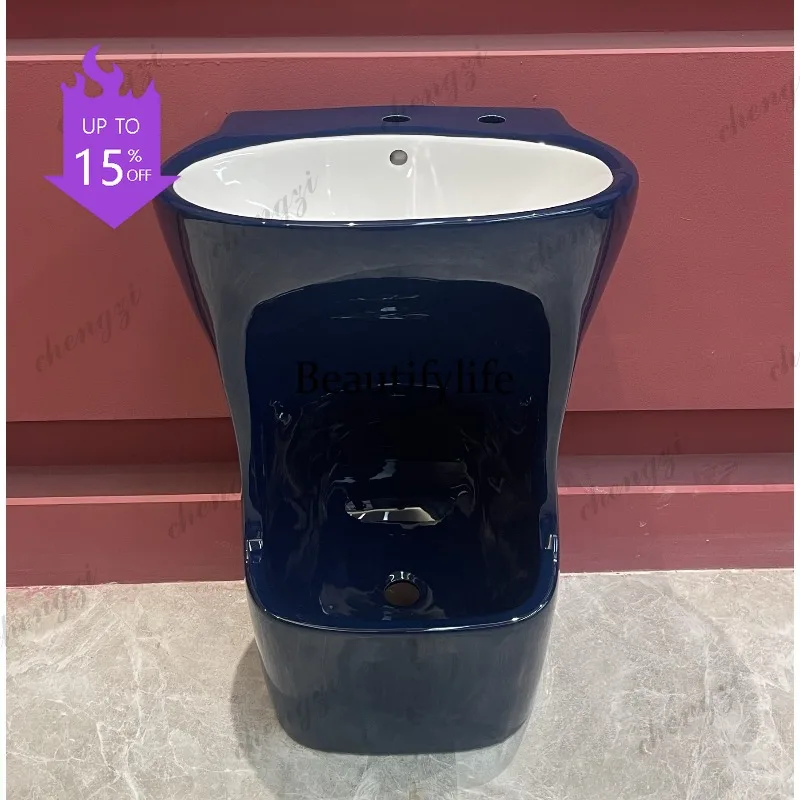03 New products are hot indoors and outdoors, foot basins, ceramic complete wash basins, bathroom column basins, one-piece.