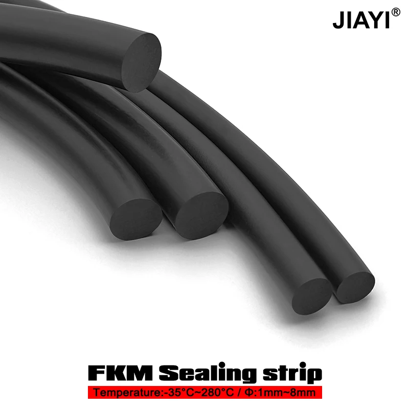 2/5M FKM Black Solid Heat-resistant Fluororubber Round Strip Dia 1.8mm/2mm/2.5/3/3.5/4/4.5/5/5.5/6mm O Ring Cord Not Foaming