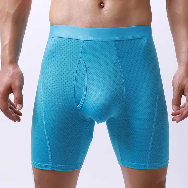 

Men's Bulge Boxy Underwear Mid-Rise 3/4 Length Mesh Boxer Briefs U-Convex Bulge Pouch Side Opening Anti-Chafing Athletic Trunks
