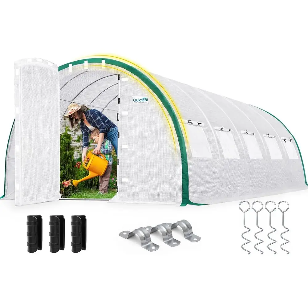 

Large Heavy-Duty 6.6m Walk-in Greenhouse with Reinforced Top and Cover, Ideal for Winter Gardening