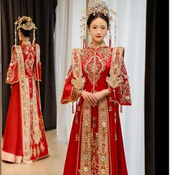 Chinese Traditional Wedding Dress Embroidery Handwork Banquet High-quaity Classic Cheongsam China Qipao костюм для восточных