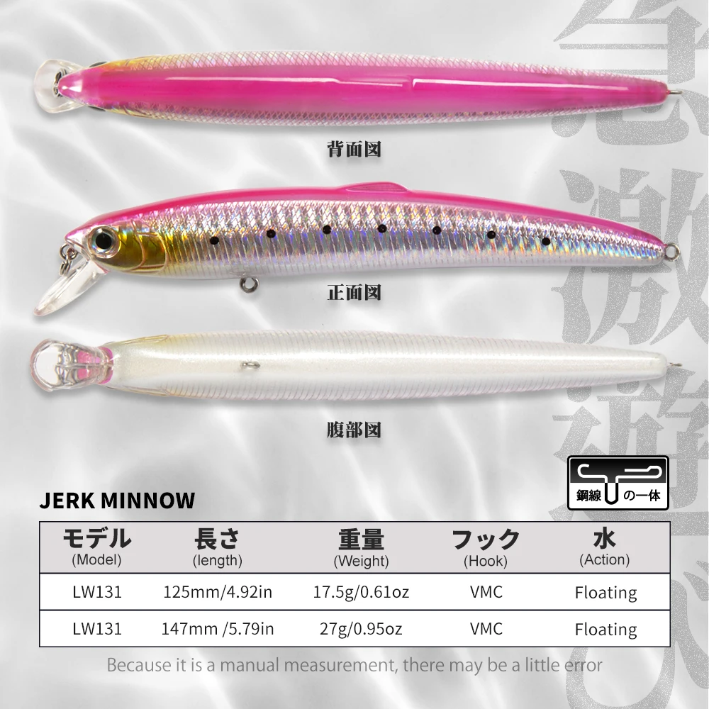 Hunthouse Saruna Minnow 90 & 125 & 147mm Leurre Flottant Wobbler Appât Jerkabit Leurre pour la Pêche Seabass Minnow Appât