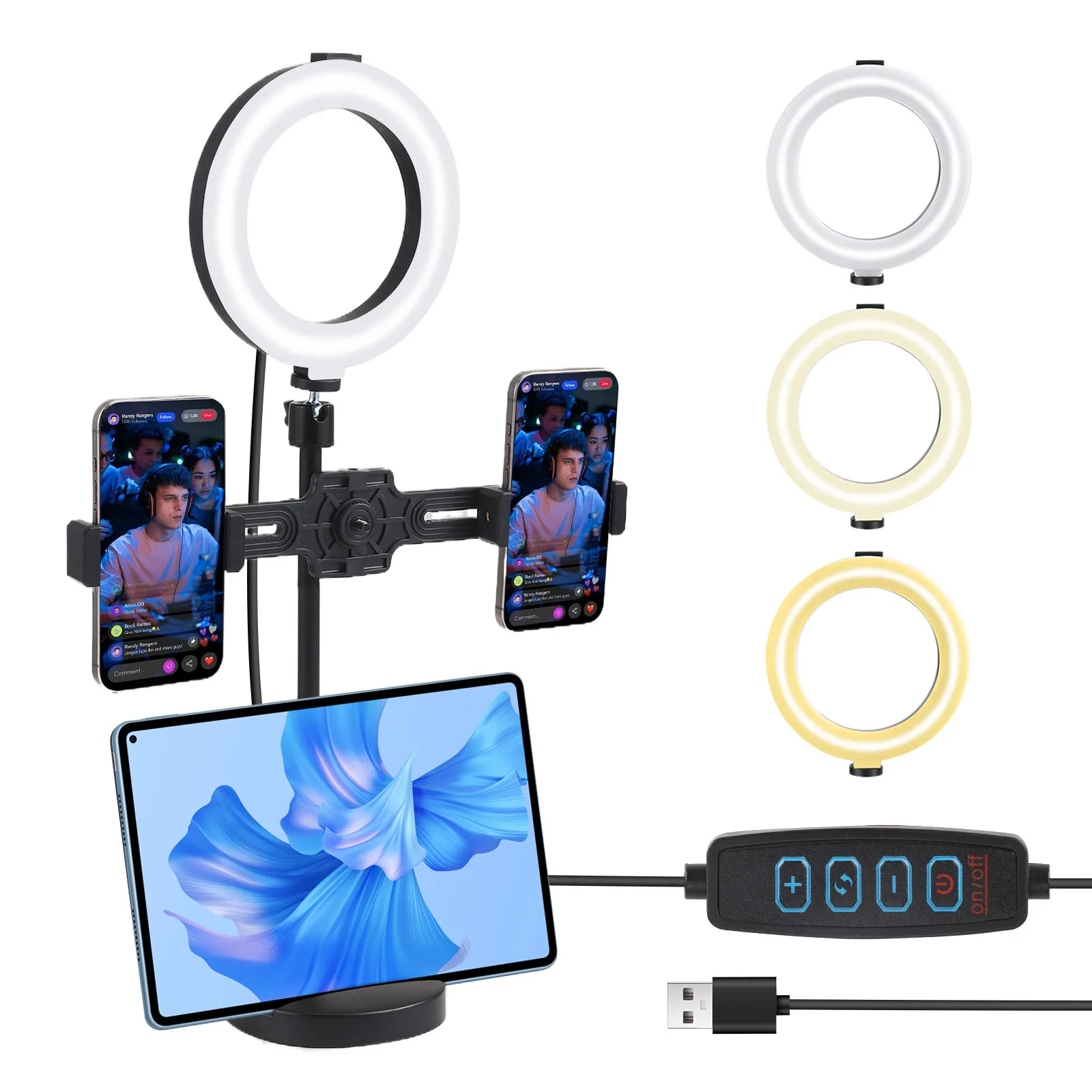 

CNCBSR Desk Ring Light With 3 Colors Modes 9 Brightness Levels Travel Desktop Hola Light For Filming Recording Live Streaming
