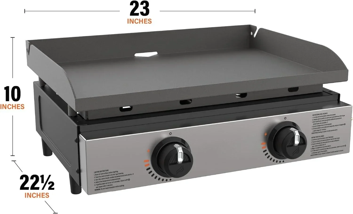 

1666 22-дюймовая настольная сковорода с лицевой панелью из нержавеющей стали, сталь с порошковым покрытием, черная