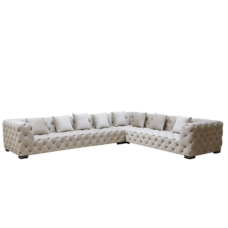 Modern Design Tufted Fabric Sofa  Velvet Living Room Sofas Chesterfield Leather Sofa furniture