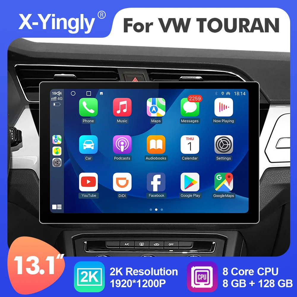 

Car Multimedia Stereo Radio Player 2K 13.1 Inch Android 12 For VW/Volkswagen Touran 2016-2018 GPS 8 Core Carplay 4G WiFi