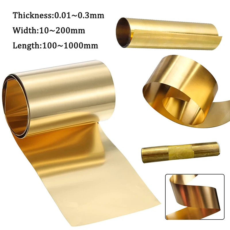0.01-0.3mm Brass Foil Brass Sheet Brass Flat  Width 10-200 mm Brass Metal Thin Sheet Foil Plate Length 100mm~1000mm