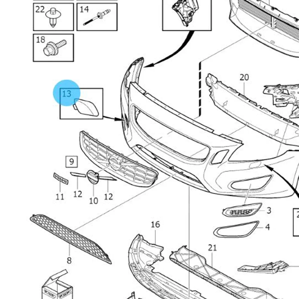 39802519   Paraurti anteriore Griglia di traino Gancio di traino Tappo di copertura non verniciato per Volvo S60 V60 2011 2012 2013 2014 2015 2016